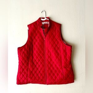Vintage Lee Woman's Red Vest Small Diamond Quilted‎ Plus Size 3X EUC